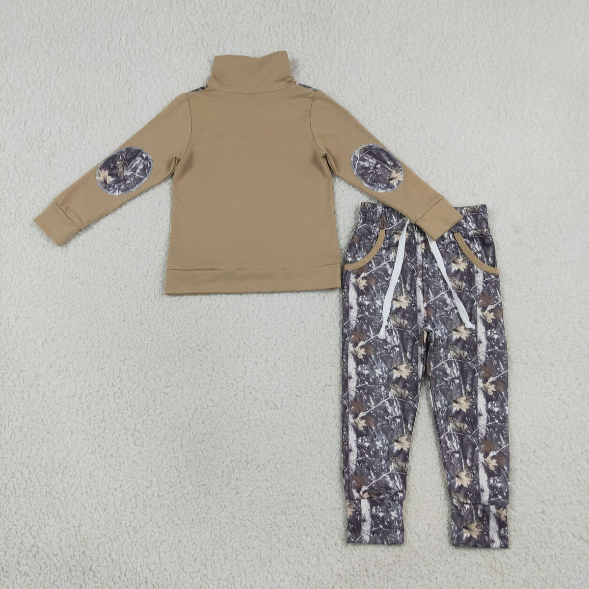 Sibling Baby Boys Camo Zipper Pullover Top Jogger Outfit
