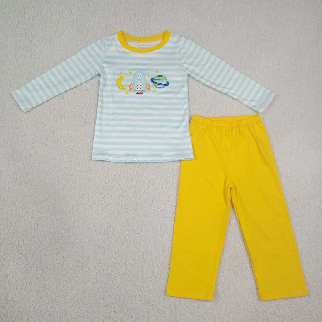 Sibling Kids Boys Holiday Embriodery Pumpkin Turkey Long Sleeve Top Pants Outfit