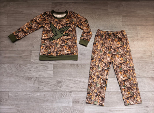 5.8 BLP1456 Preorder Duck Branch Camo Print Boys Long Sleeve Pants Clothes Set