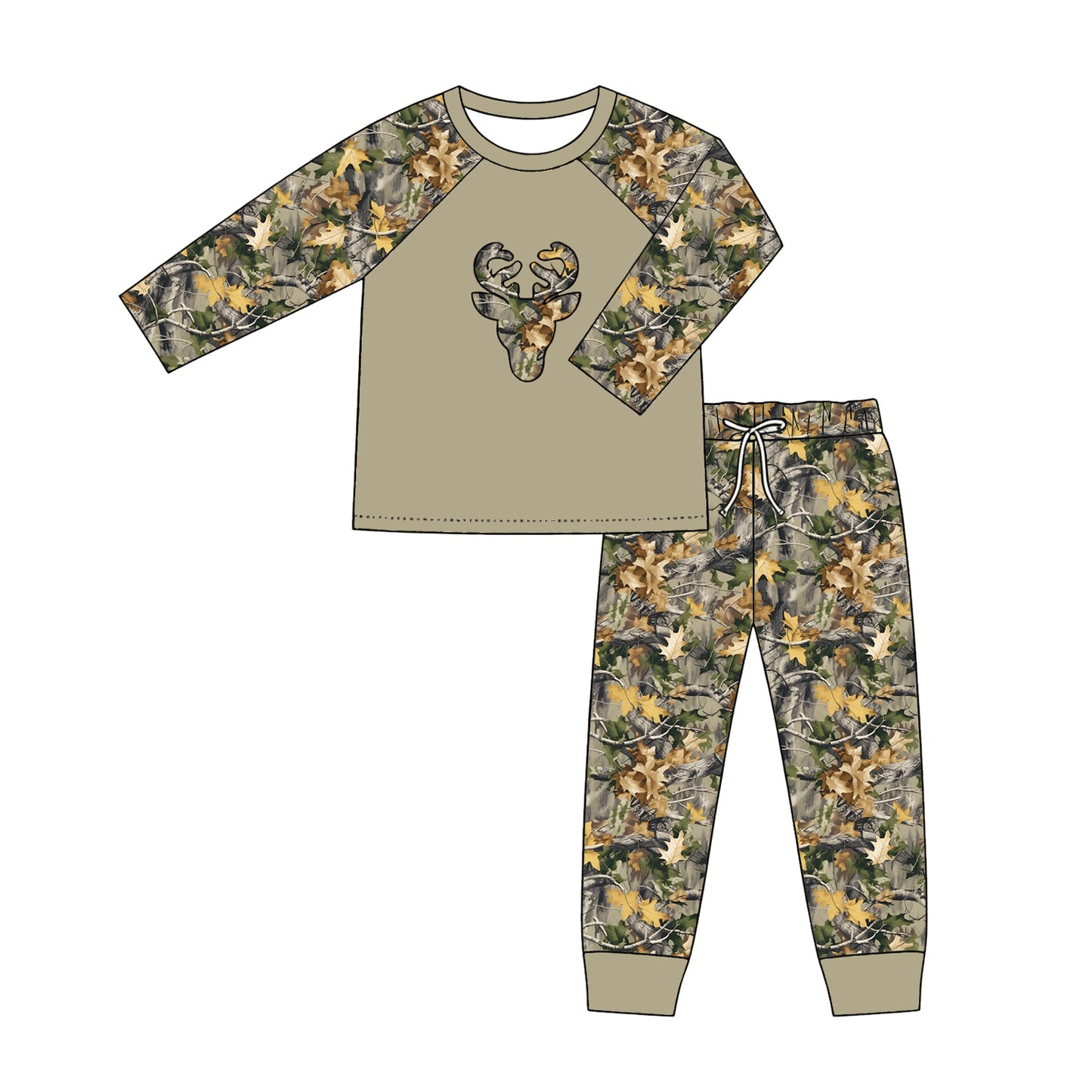 5.8 BLP1459 Preorder Deer Long Sleeve Top Branch Camo Pants Boys Clothes Set