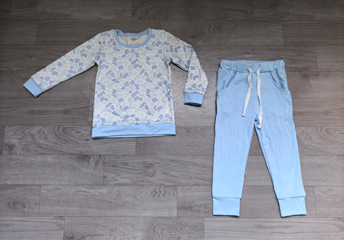 5.20 BLP1465 Baby Boys Blue Camo Long Sleeve With Pants Outfit Preorder