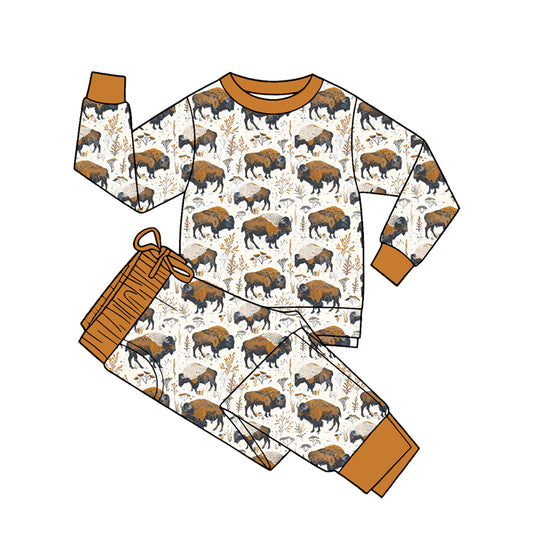 5.20 BLP1466 Preorder Bull Print Boys Long Sleeve Pants Clothes Set