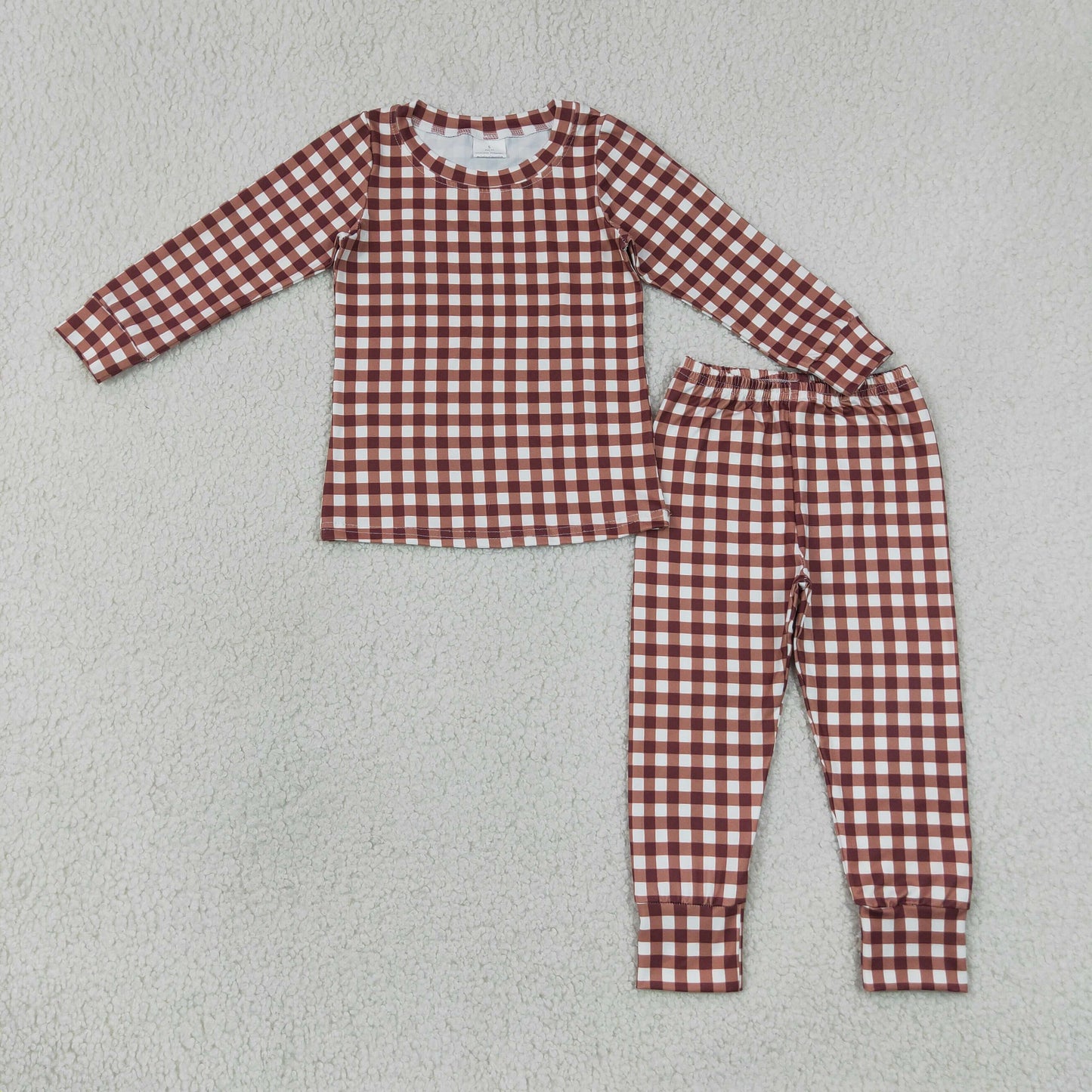 Sibling Baby Boys Checked Long Sleeve Pajama Set +Zipper Romper