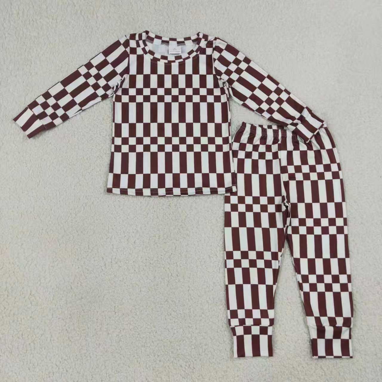 Sibling Baby Boys Checked Long Sleeve Pajama Set +Zipper Romper