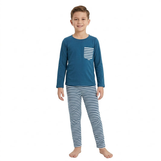 BLP1512 Navy Pocket Top Stripes Pants Boys Clothes Set