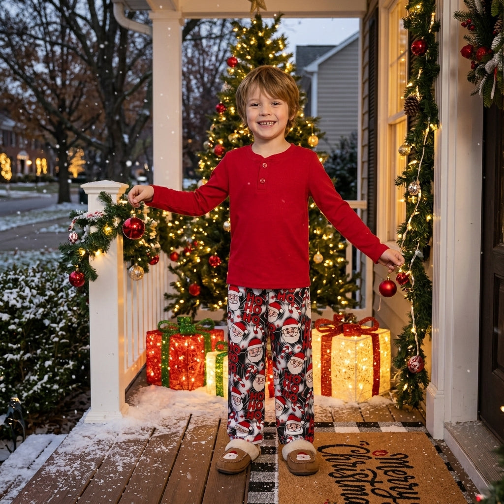BLP1513 Red Top HOHOHO Santa Pants Baby Boys Christmas Clothes Set