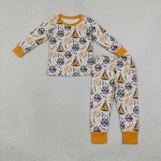BLP1534 Disco Ball Stars Print Boys Happy New Year Pajamas Clothes Set