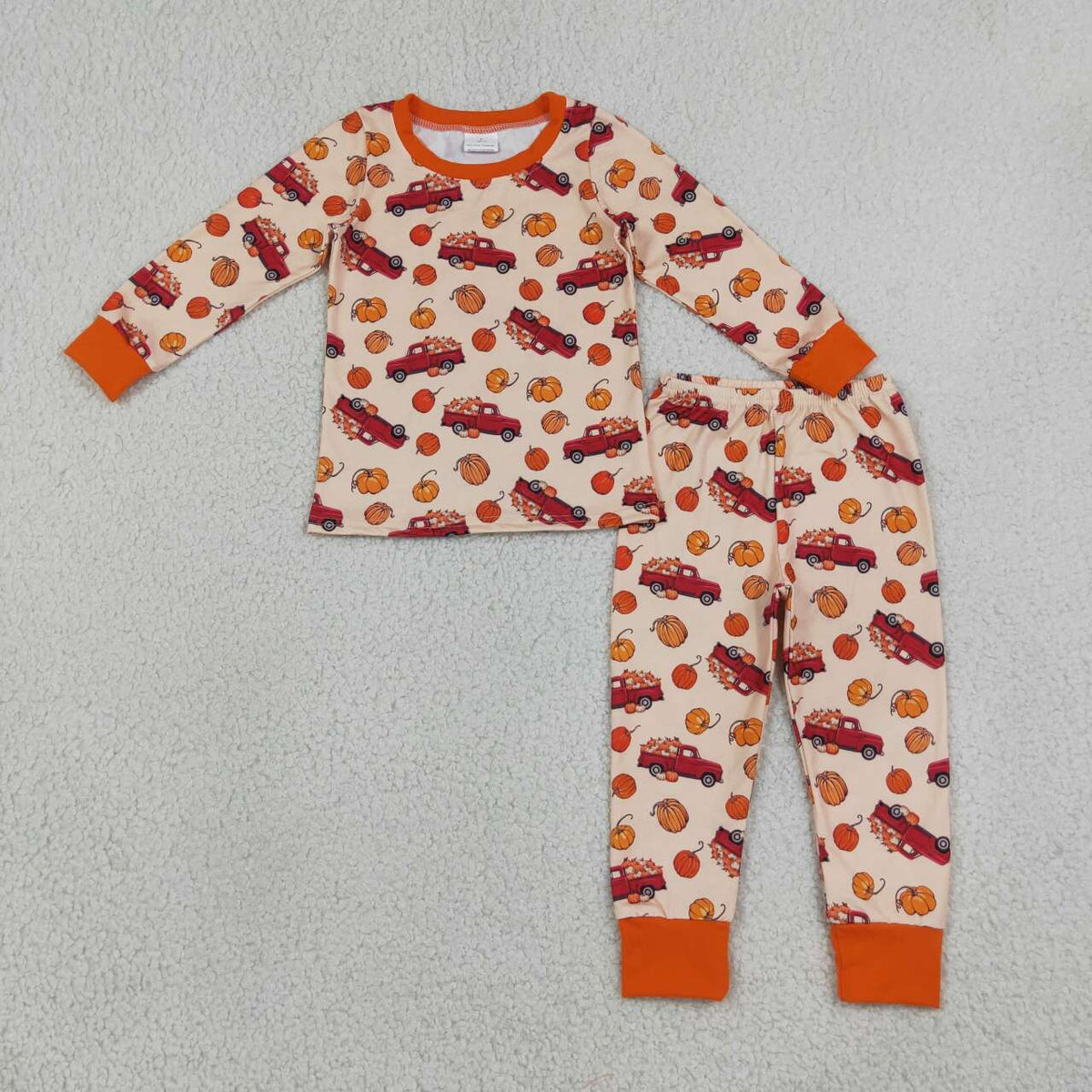 Sibling Baby Boys  Fall Pumpkin Truck Pajama Set Zipper Romper Blanket