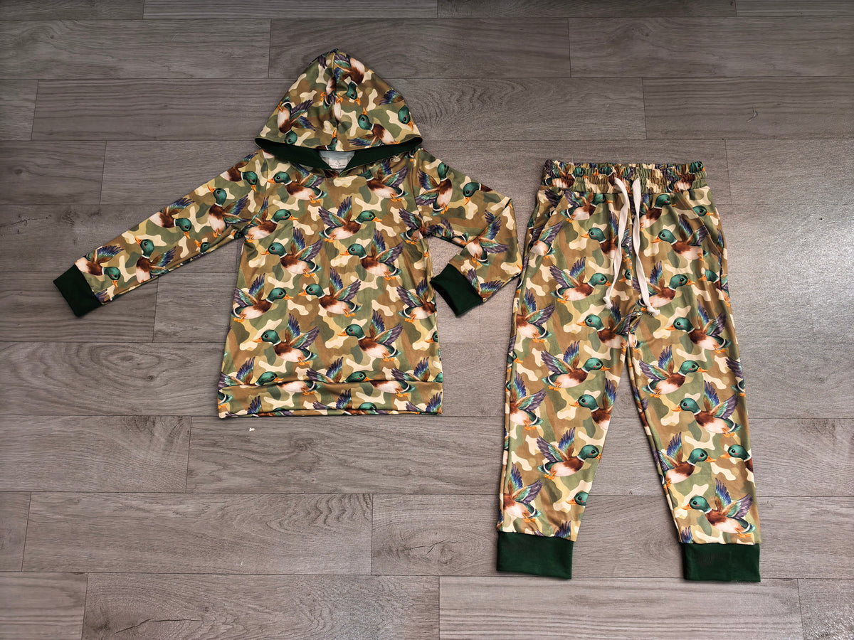 8.7 Preorder Kids Boys Mallard Duck Hoodie Top with Pants Outfit