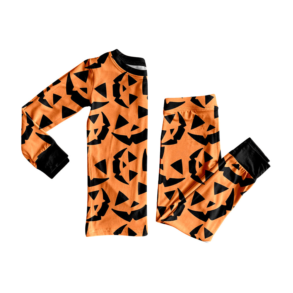 8.7 Preorder Kids Boys Halloween Pumpkin Face Pajama Set