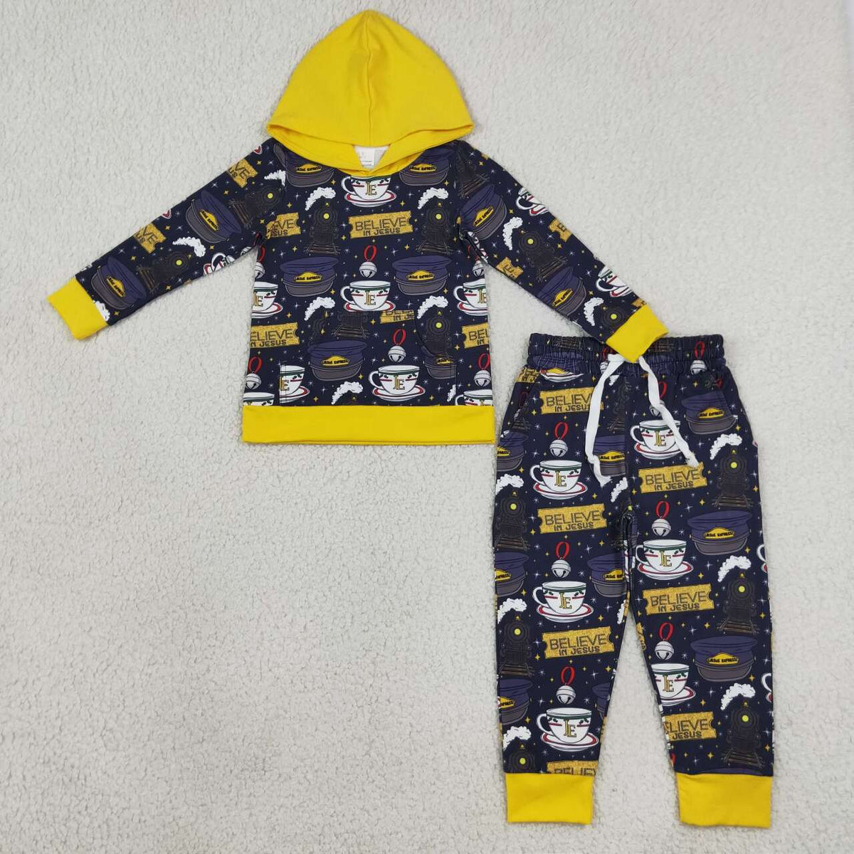 Sibling Baby Girls  Film Characters Train Believe in Jesus Outfit