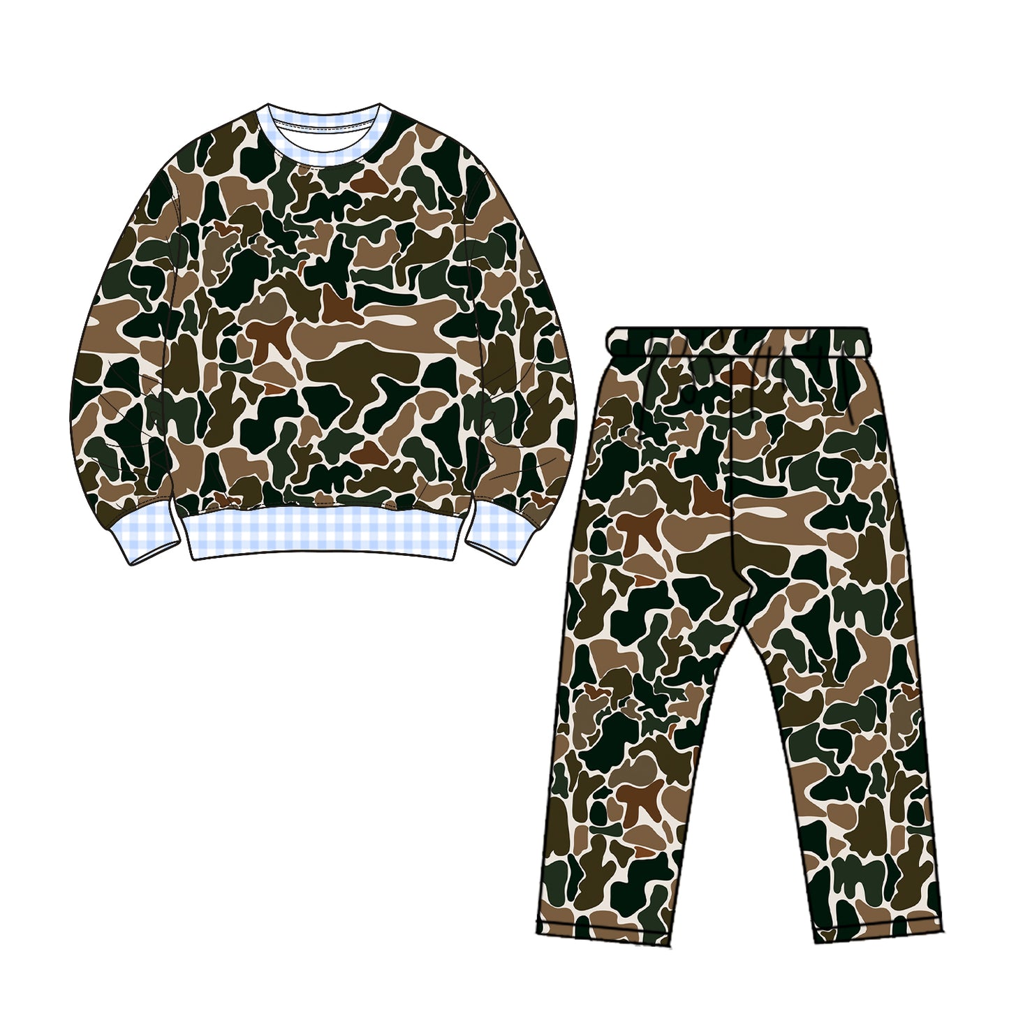 8.20 BLP1570 Preorder Brown Camo Print Boys Fall Clothes Set