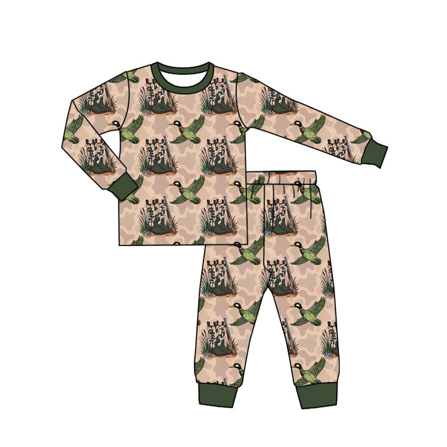 8.22 BLP1576 Preorder Duck Camo Print Boys Pajamas Hunting Clothes Set