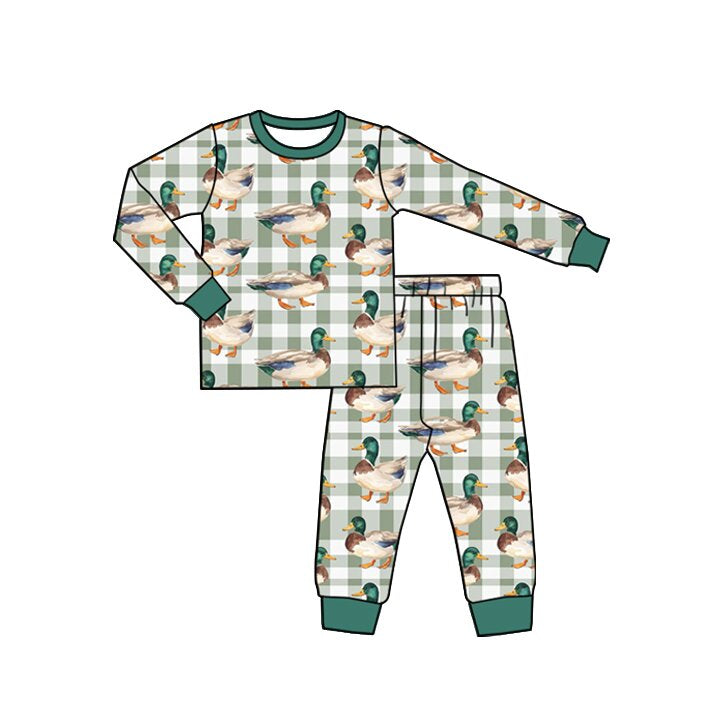 8.26 Preorder BLP1592 Kids Boys Mallard Duck Long Sleeve Pajama Set