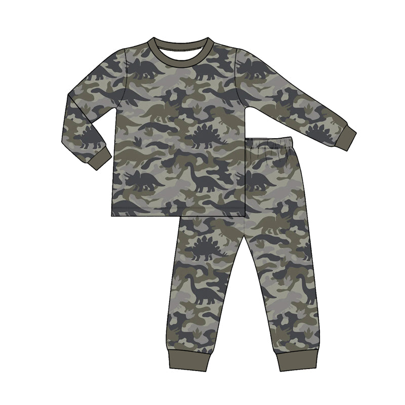 8.28 Preorder Toddler Boys Camo Dinosaue Long Sleeve Pajama Set