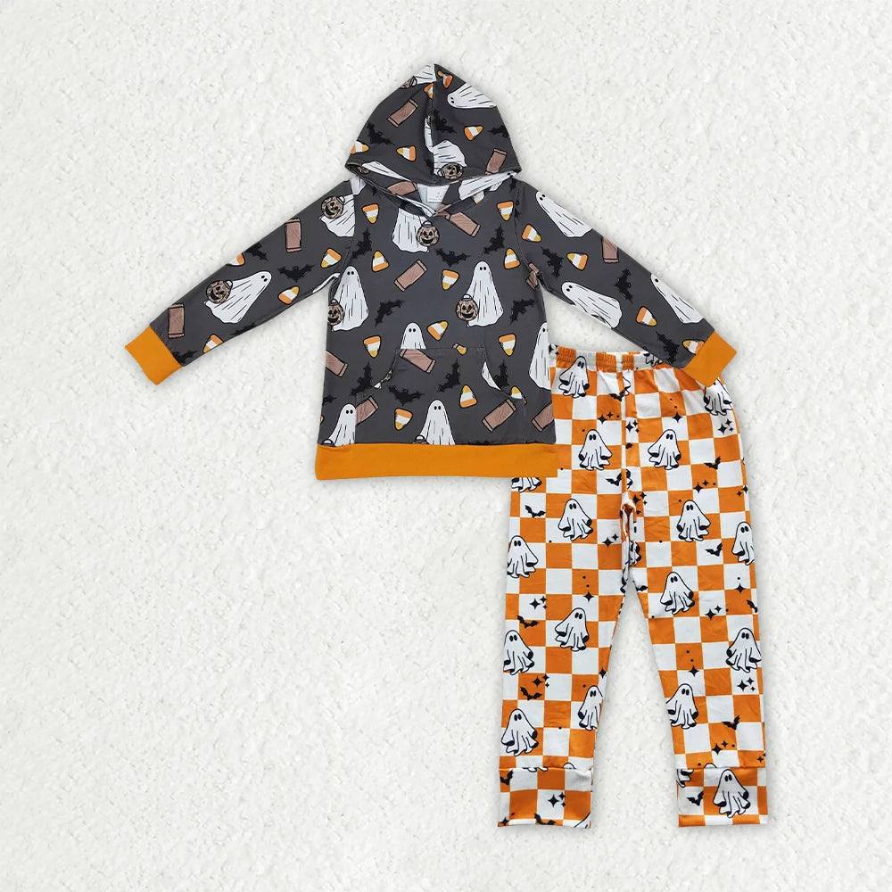 Sibling Baby Boys Halloween Long Sleeve Outfit Hoodie and Romper