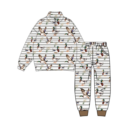 9.11 BLP1608 Preorder Baby Boys Mallard Duck Zipper Pullover Top Jogger Set