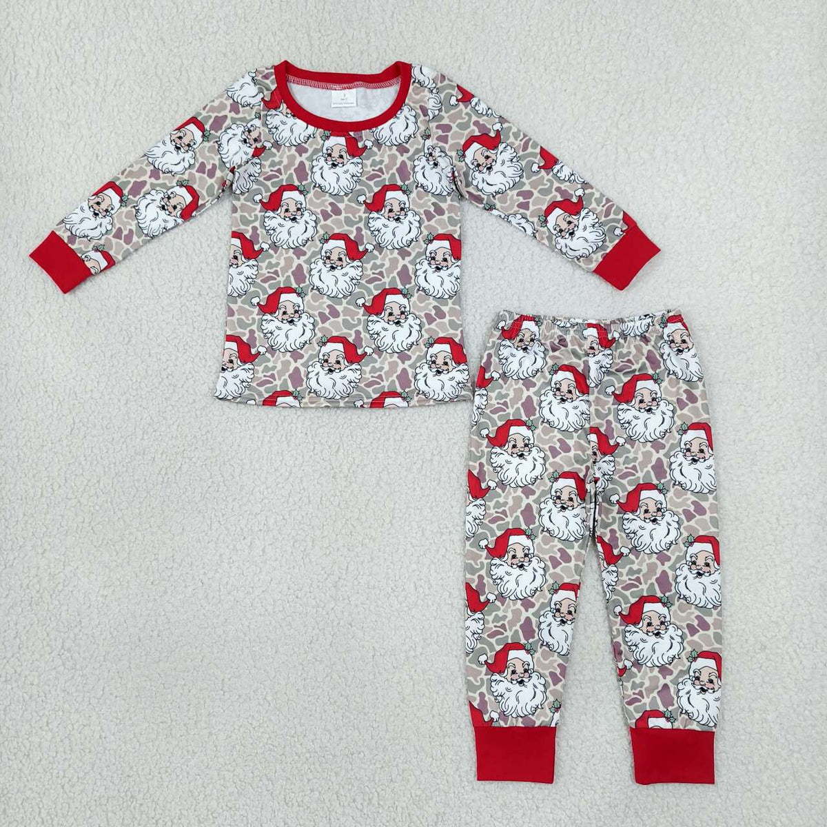 BLP1613 Baby Boys Christmas Santa Camo Long Sleeve Pajama Set