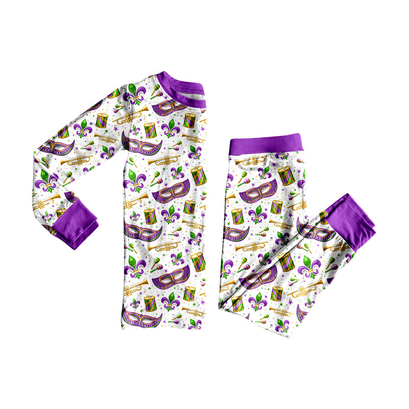9.17 BLP1617 Preorder Baby Boys Mardi Gras party Long Sleeve Pajama Set