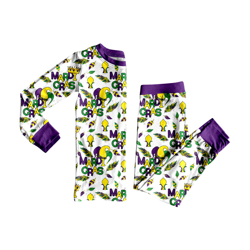 9.17  BLP1618 Preorder Baby Boys Mardi Gras Feather Pajama Set