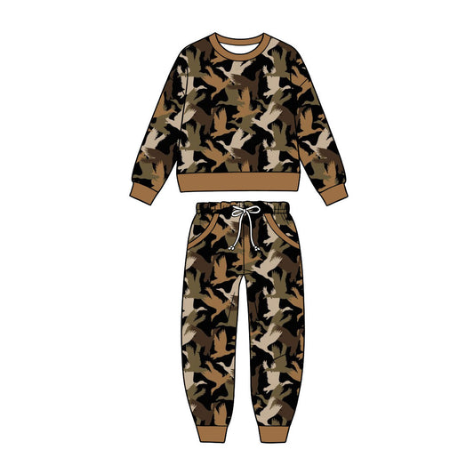 BLP1627 Baby Boys Mallard Duck Long Sleeve Top with Pocket Jogger Outfit