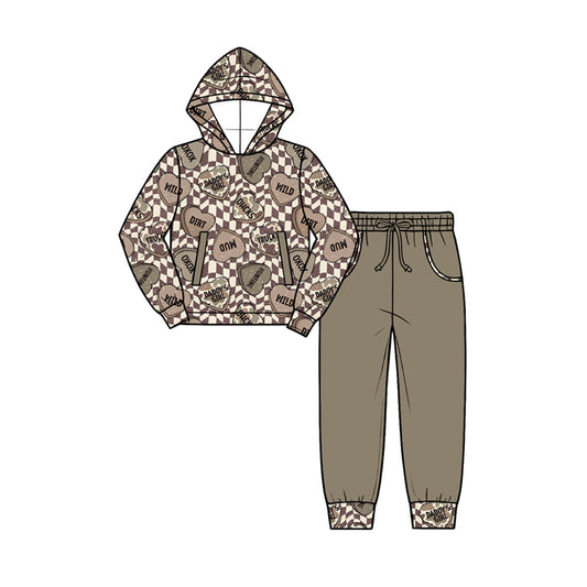 10.17 BLP1651 Preorder Checkered Heart Print Hoodie & Jogger Pants Set