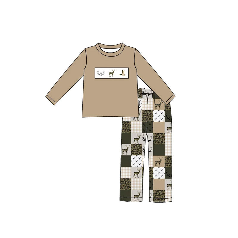 10.30 BLP1660 Preorder Kids Boys  Hunting Deer Duck Patch Pants Outfit