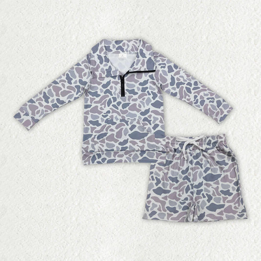 Sibling Baby Boys Southern Camo Zipper Pockets Pullovers Pockets Shorts Outfit