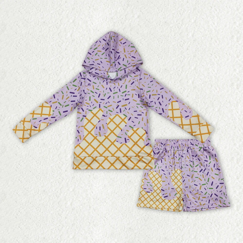 Baby Boys Long Sleeve Mardigras Sprinkles Drip Hoodies Pockets Shorts Team Outfit