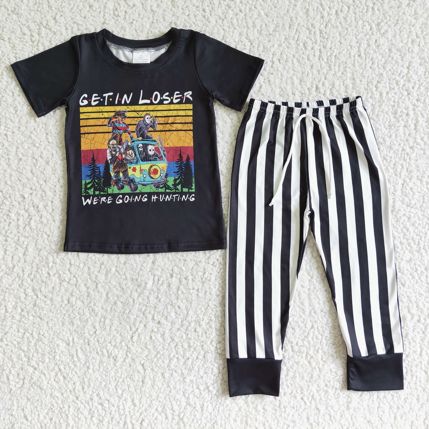 BSPO0003 GETIN LOSER WERE GOING HUNTING Print Boys Halloween Clothes Set