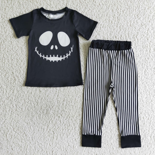 BSPO0023 Nightmar* Smiling Black Top Stripes Pants Boys Halloween Clothes Set