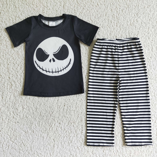 BSPO0025 Nightmar* Smiling Black Top Stripes Pants Boys Halloween Clothes Set
