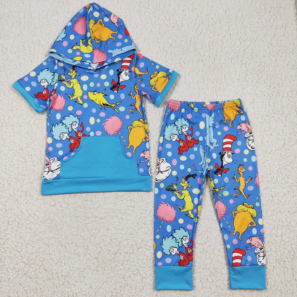 Sibling Baby Boys Cat Dr Reading Top Pants Outfit
