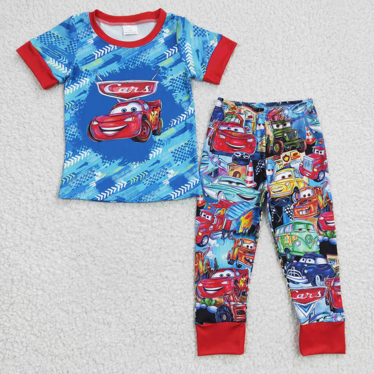 (Promotion)BSPO0090 Cartoon Car Print Boys Pajamas Clothes Set