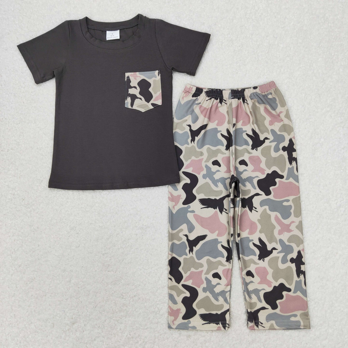 Sibling Baby Boys Short Sleeve Pocket Top Southern Hunting Camo Pants Clothes Sets