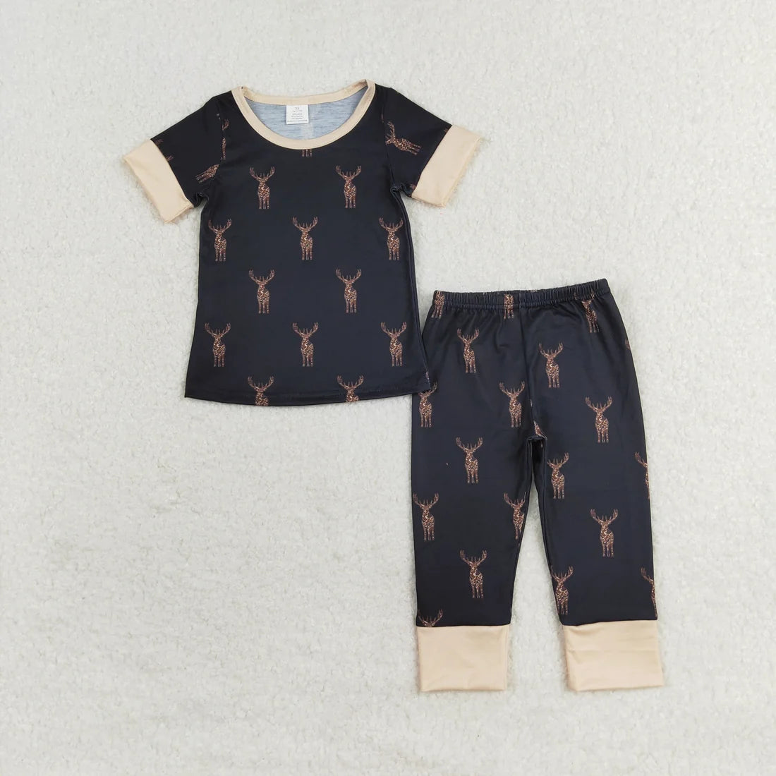 Sibling Baby Boys Hunting Deer Camo Short Sleeve Top Pants Pajama Set