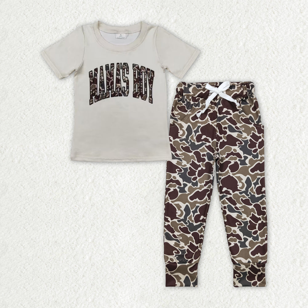 Sibling Baby Boys Short Sleeve Mama's Boy Top Legging Pants Pajamas Clothes Sets