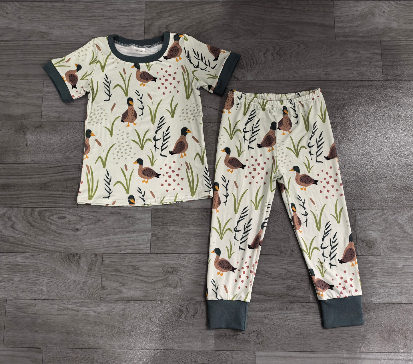 8.20 BSPO0519 Preorder Kids Boys Mallard Duck Short Sleeve Pants Pajama Set