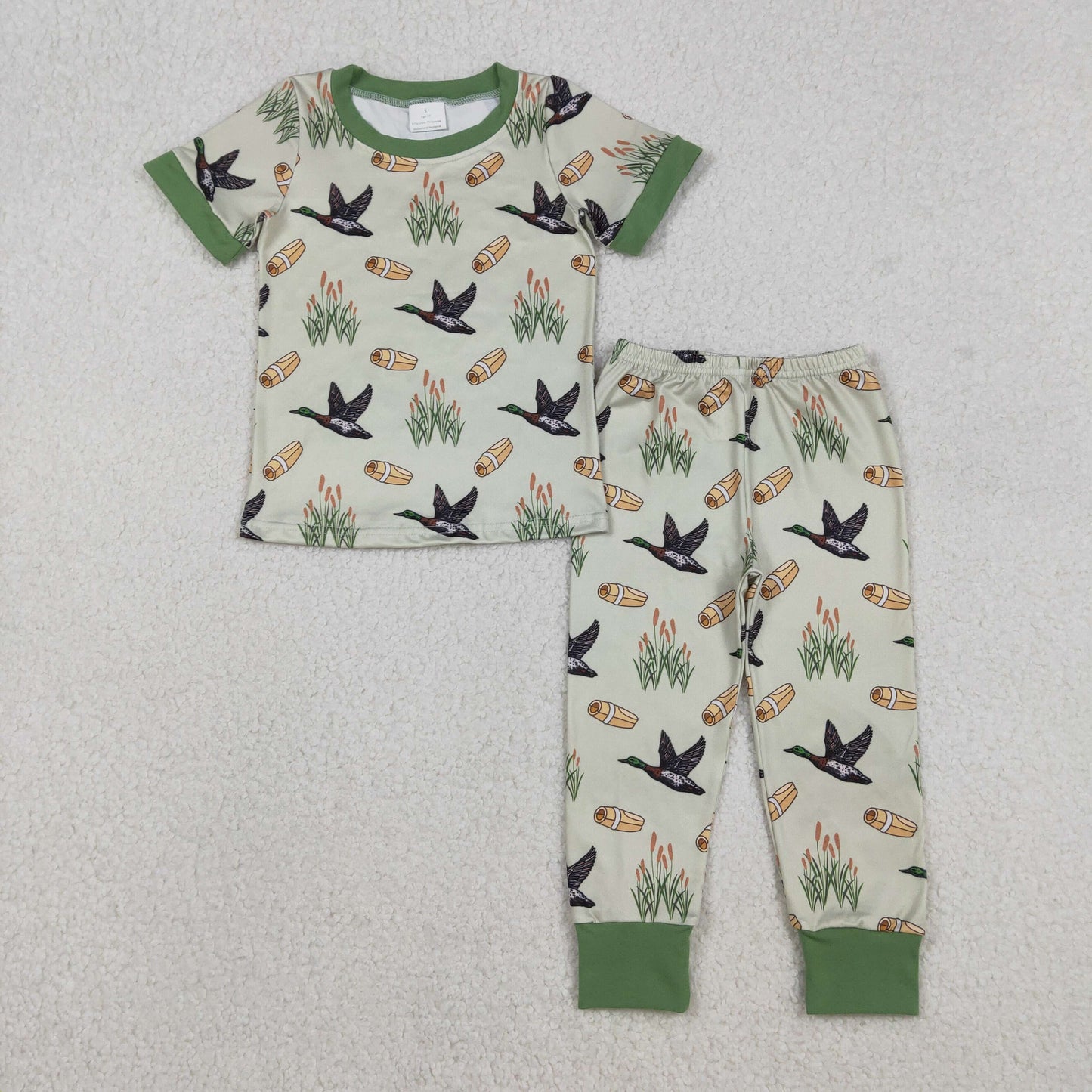 Sibling Baby Boys Ducks Calls Pants Hunting Pajamas Set Zipper Rompers