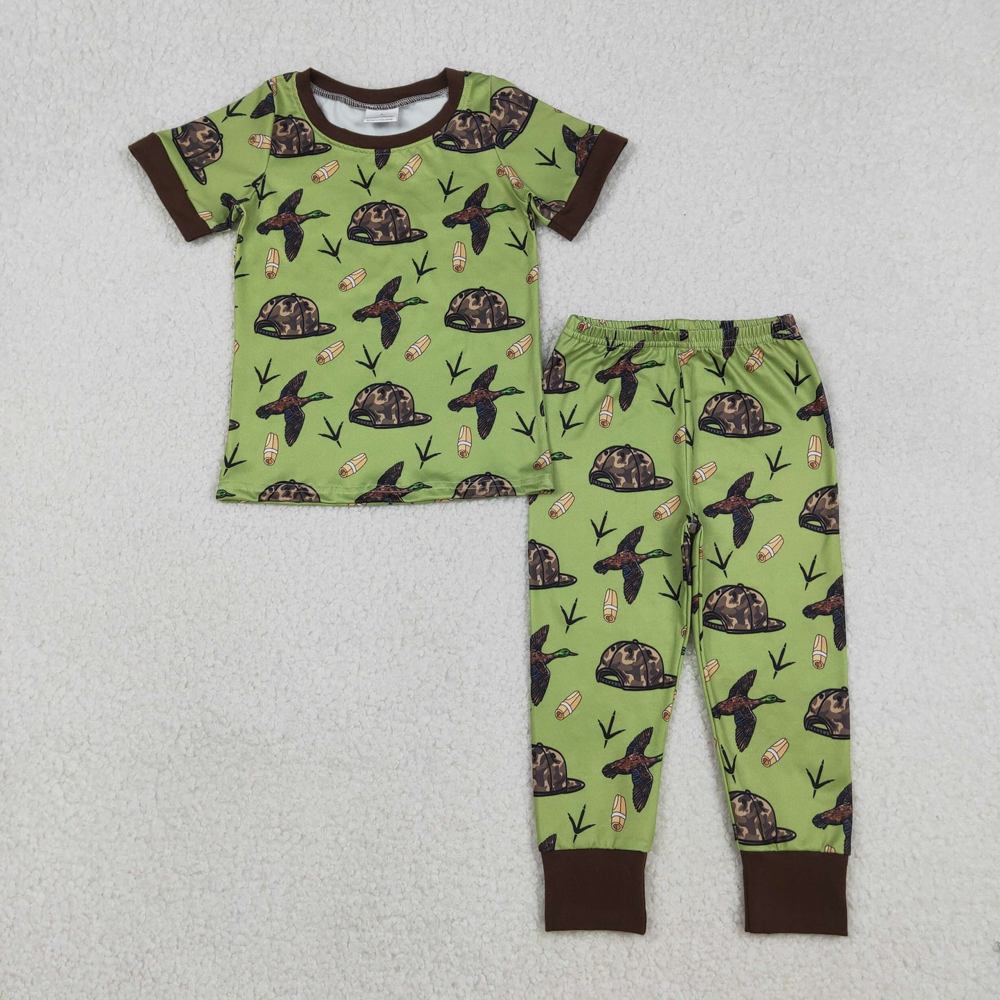 Sibling Baby Boys Short Sleeve Ducks Dogs Top Pants Hunting Pajamas Sets