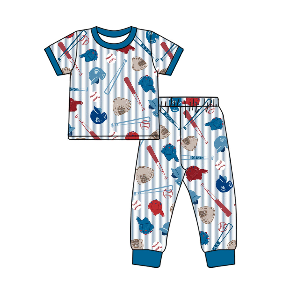 10.3 Preorder BSPO0732 Baby Boys Baseball Short Sleeve Top Pants Pajama Set