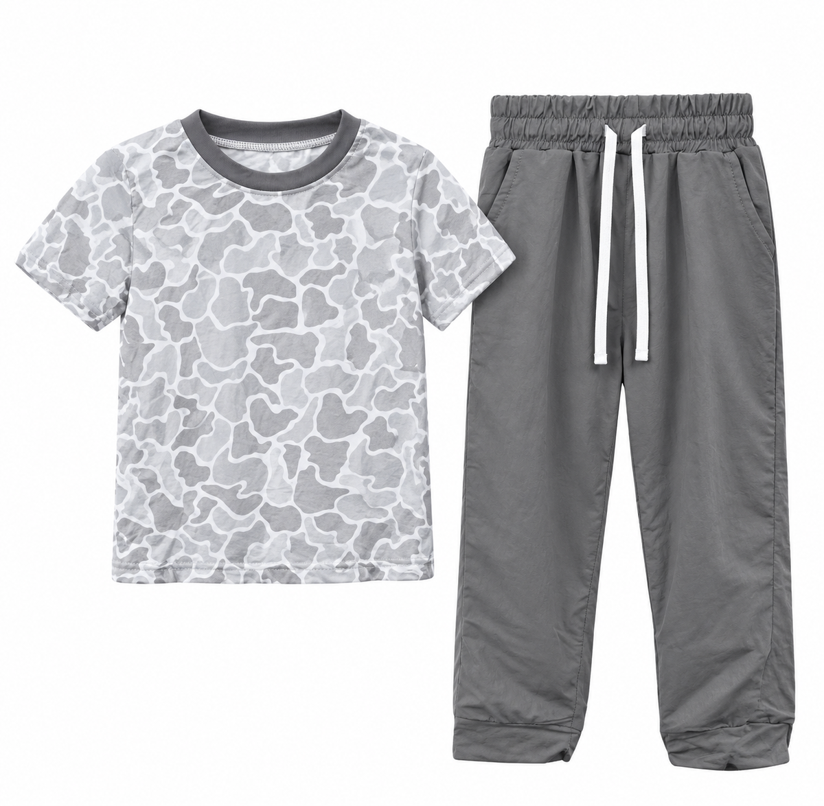10.15 BSPO0738 Preorder Grey Camo Top Pockets Pants Boys Clothes Set