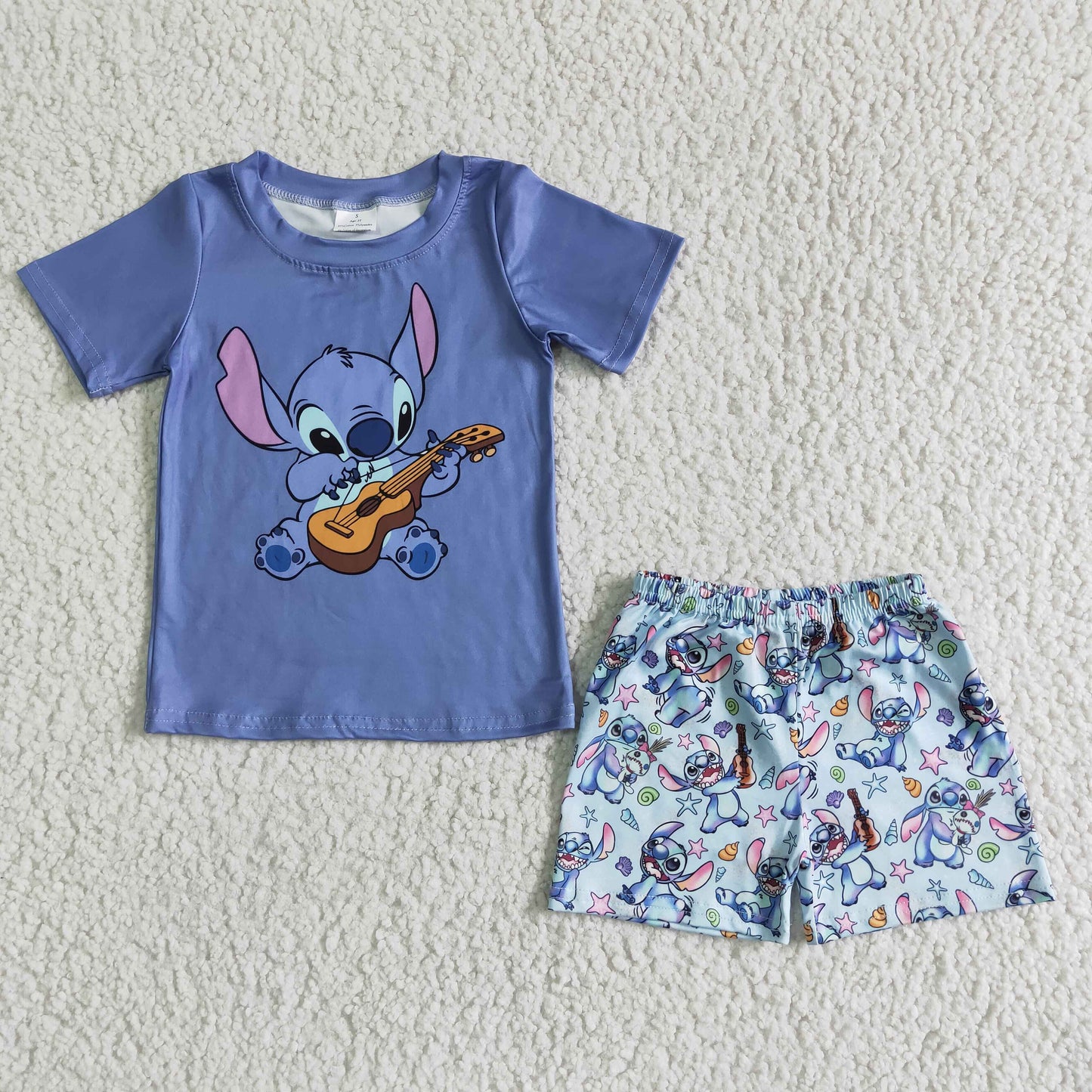 (Promotion)Cartoon Stitc* Boys blue summer outfits  BSSO0027