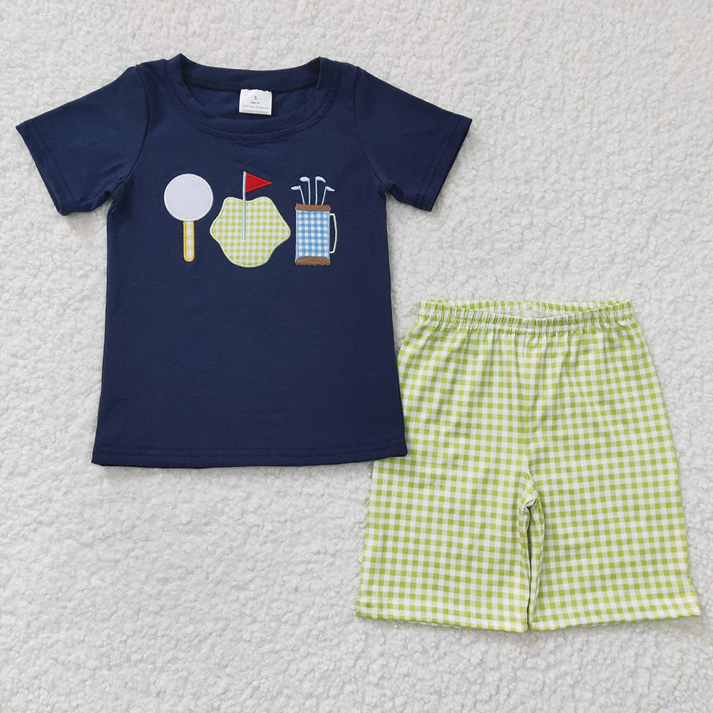 Sibling Baby Boys Embroidery Golf Shirt Top Shorts Summer Clothes Sets