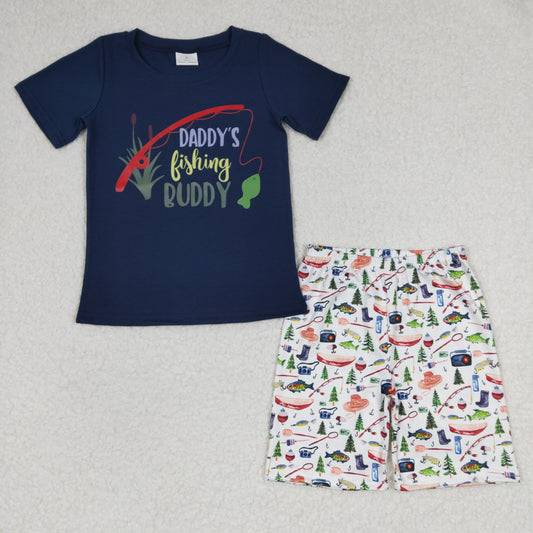 fishing vinyl navy Top Shorts Boys Summer outfits  BSSO0152