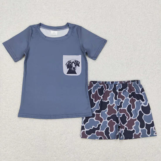 7 Colors Sibling Baby Boys Camouflage Pocket Shirt Shorts Summer Outfits
