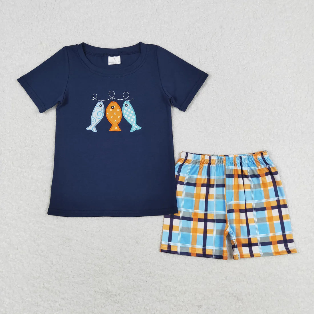 Sibling Baby Boys Embroidery Fishing Top Shorts Hunting Clothes Sets