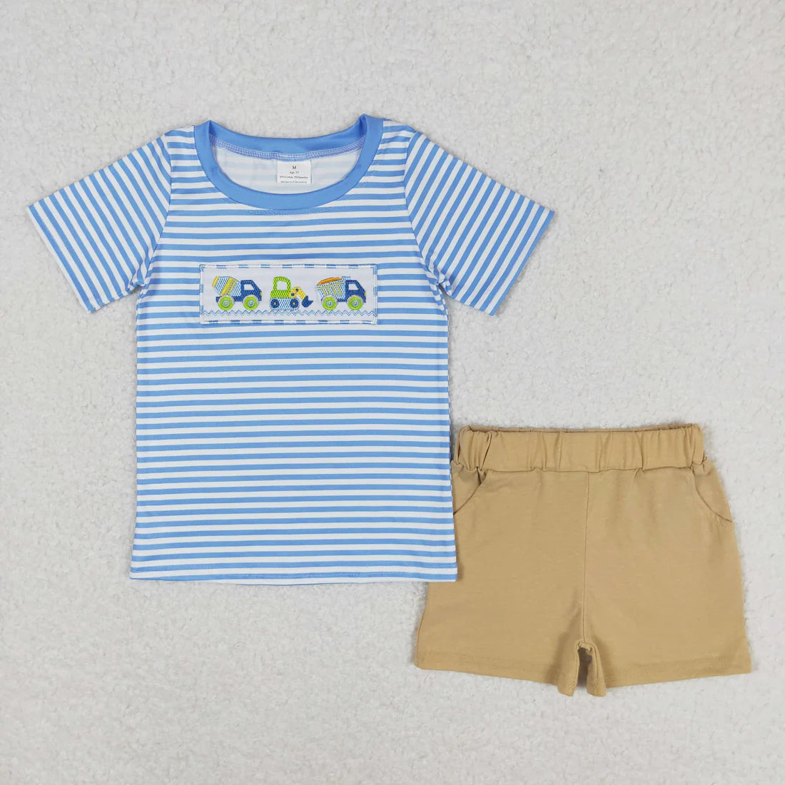 Sibling Baby Boys Embroidery Cars Planes Top Pockets Short Clothes Sets 3-6M to 7-8T