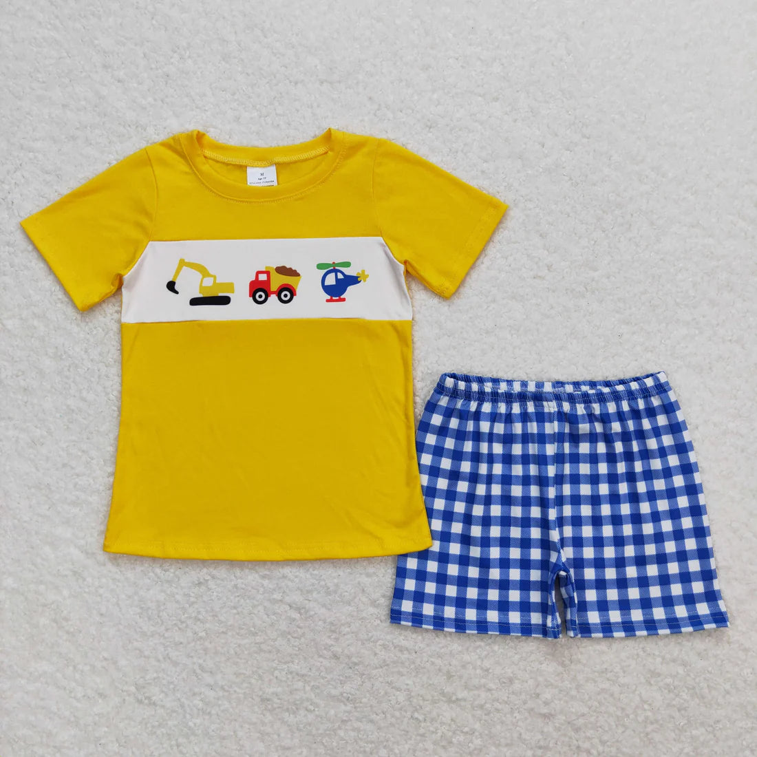 Sibling Baby Boys Embroidery Cars Planes Top Pockets Short Clothes Sets 3-6M to 7-8T