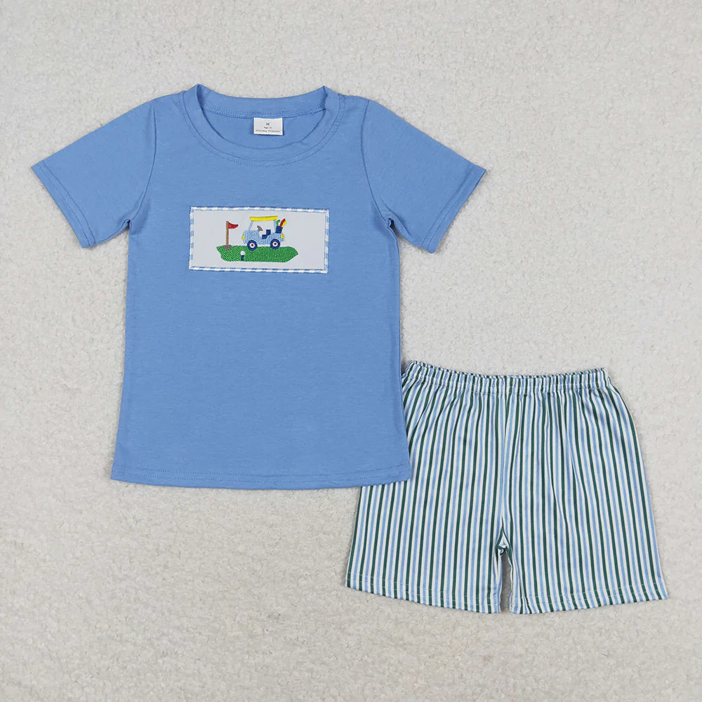 Sibling Baby Boys Embroidery Golf Shirt Top Shorts Summer Clothes Sets